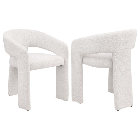 Eudora Boucle Upholstered Dining Side Chair Cream from Coaster - Luna Furniture