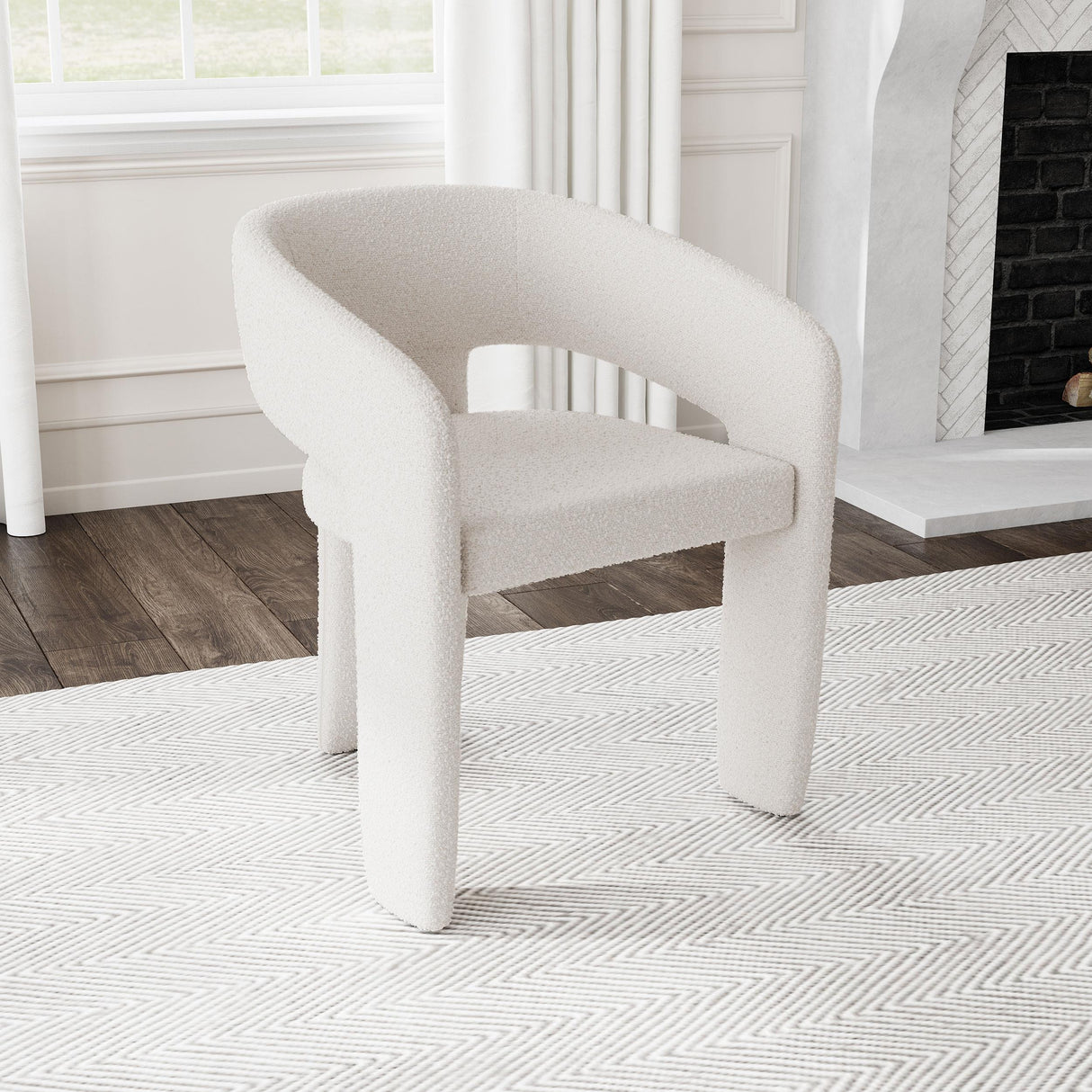 Eudora Boucle Upholstered Dining Side Chair Cream from Coaster - Luna Furniture