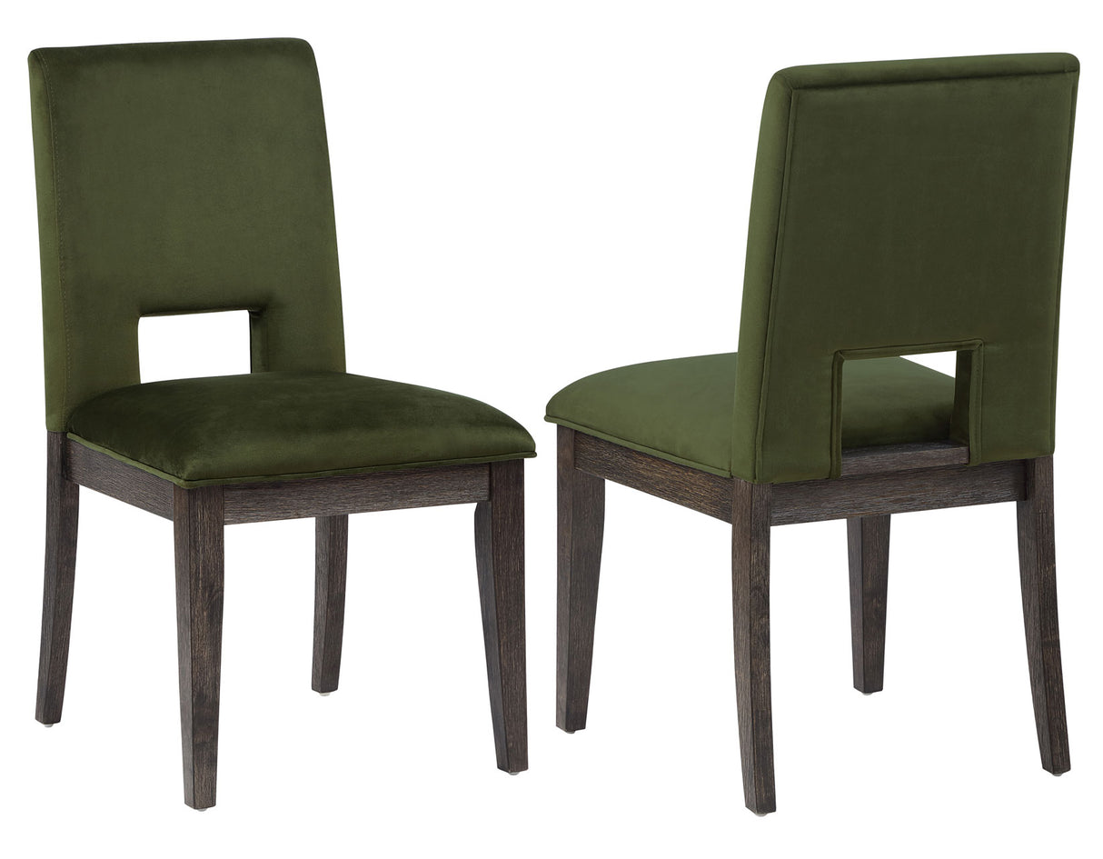 Evan 6-Piece 78-96-inch Table Set with Green Velvet Chairs from Steve Silver - Luna Furniture