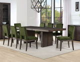 Evan 6-Piece 78-96-inch Table Set with Green Velvet Chairs from Steve Silver - Luna Furniture