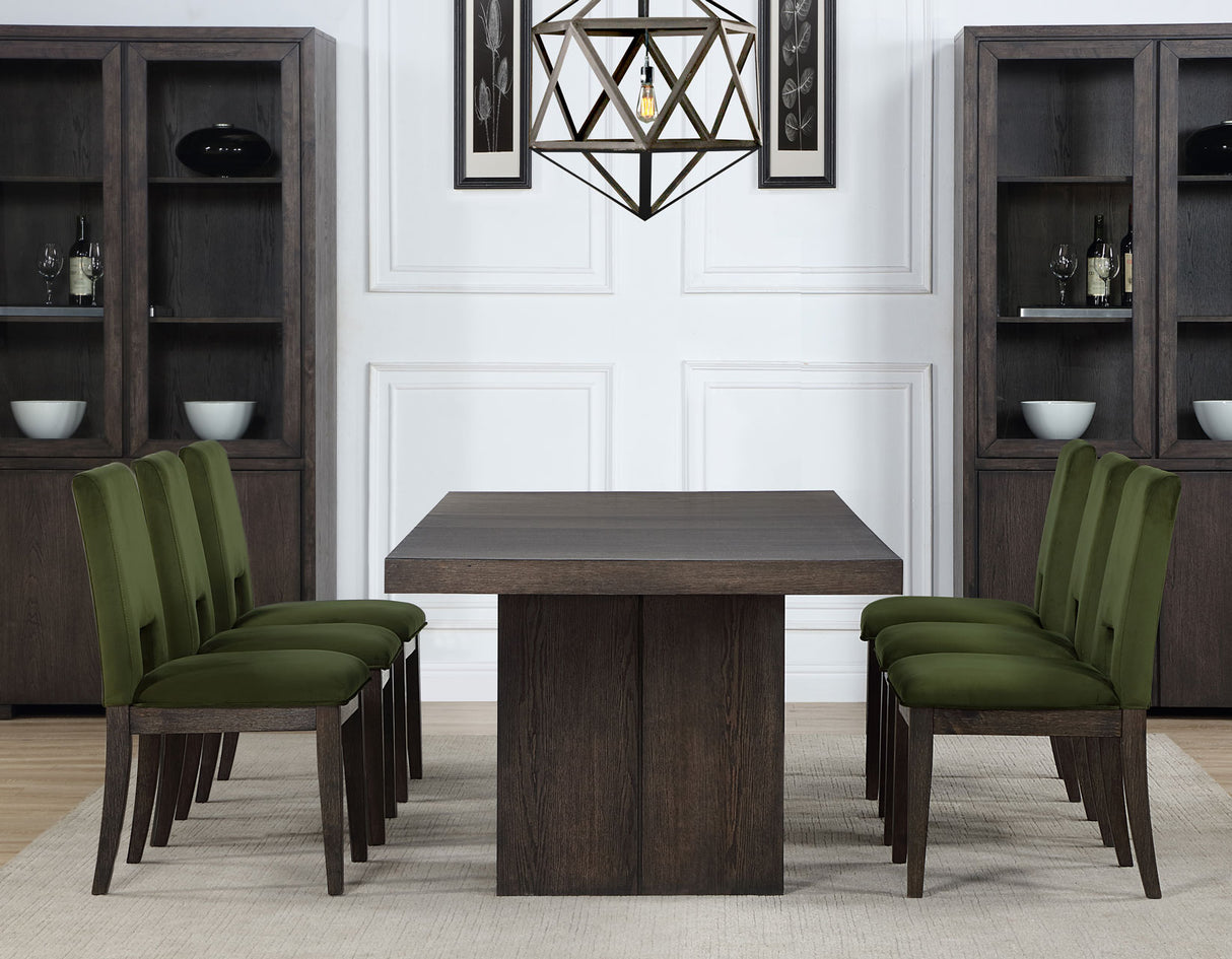 Evan 6-Piece 78-96-inch Table Set with Green Velvet Chairs from Steve Silver - Luna Furniture