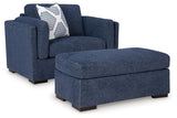 Evansley Chair and Ottoman in Navy - PKG019296