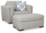 Evansley Chair and Ottoman in Pewter - PKG019299