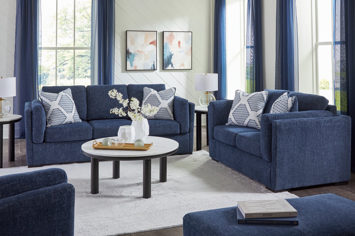 Evansley Sofa, Loveseat, Chair and Ottoman in Navy - PKG019298