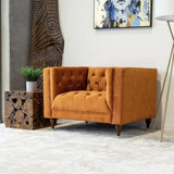 Evelyn Burnt Orange Velvet Lounge Chair - LCH00300602