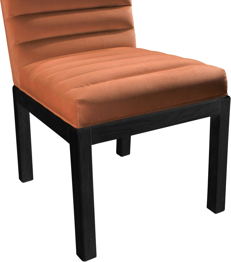 Evelyn Velvet Upholstered Accent Chair in Cognac from Meridian - Luna Furniture