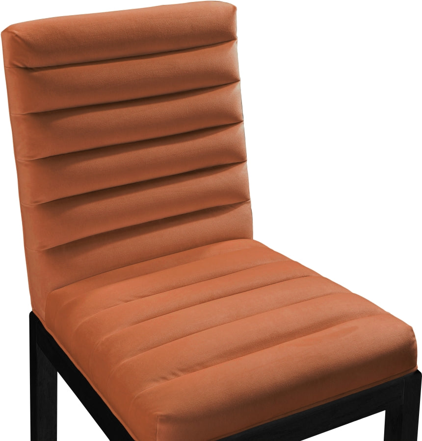 Evelyn Velvet Upholstered Accent Chair in Cognac from Meridian - Luna Furniture