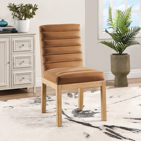 Evelyn Velvet Upholstered Accent Chair in Saddle from Meridian - Luna Furniture