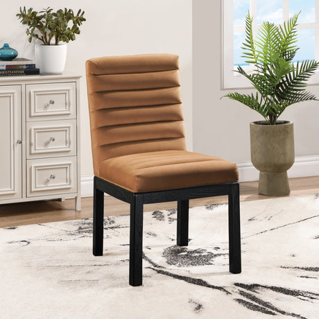 Evelyn Velvet Upholstered Accent Chair in Saddle from Meridian - Luna Furniture