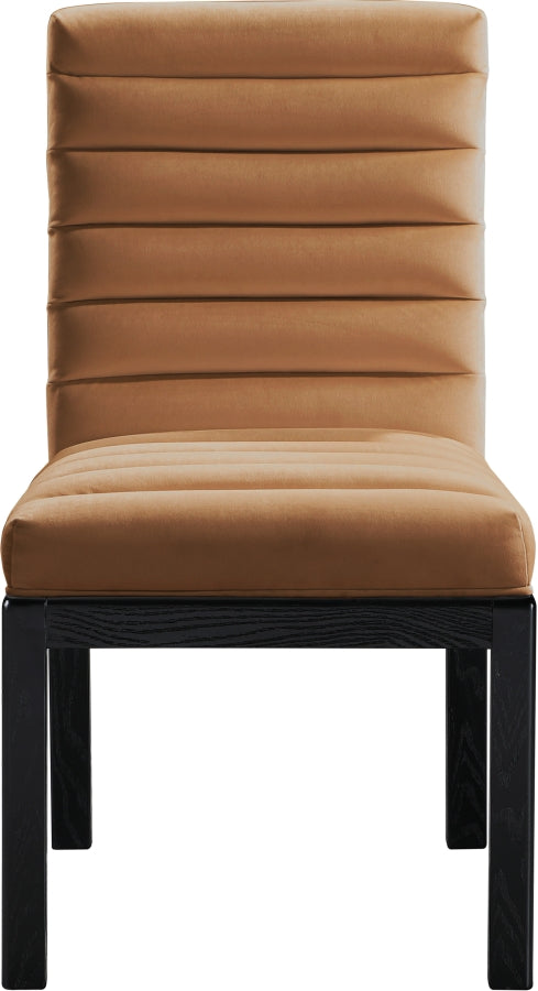 Evelyn Velvet Upholstered Accent Chair in Saddle from Meridian - Luna Furniture