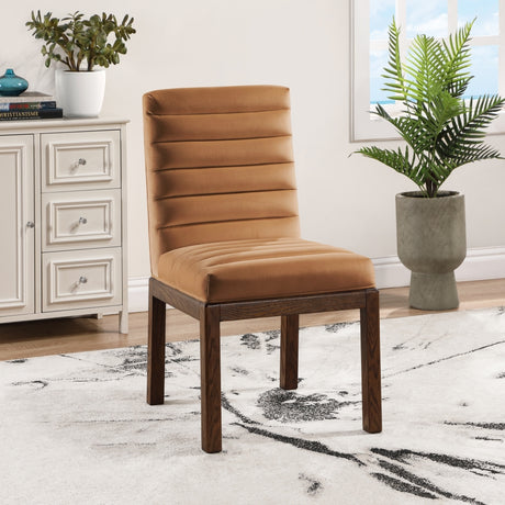 Evelyn Velvet Upholstered Accent Chair in Saddle from Meridian - Luna Furniture