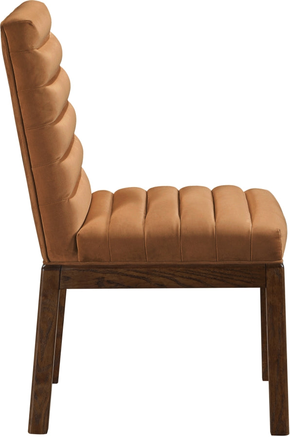 Evelyn Velvet Upholstered Accent Chair in Saddle from Meridian - Luna Furniture