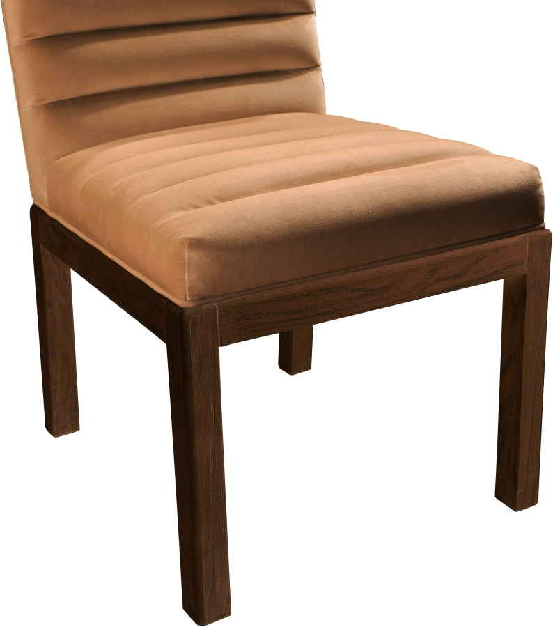 Evelyn Velvet Upholstered Accent Chair in Saddle from Meridian - Luna Furniture