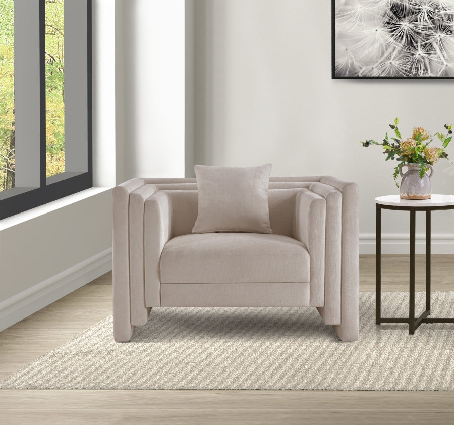 Everett Chenille Fabric Chair in Beige from Meridian - Luna Furniture