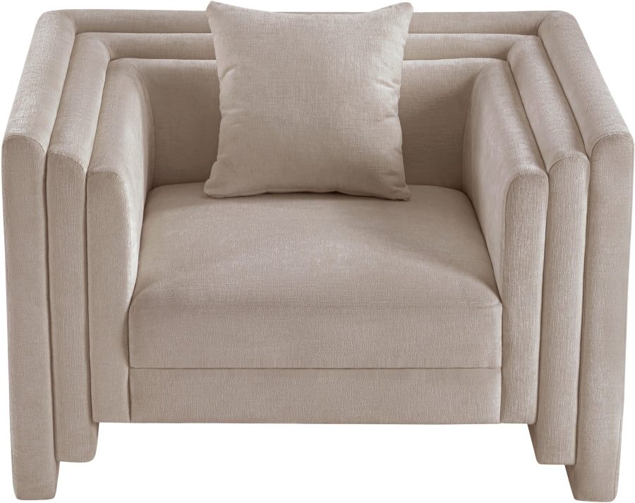 Everett Chenille Fabric Chair in Beige from Meridian - Luna Furniture