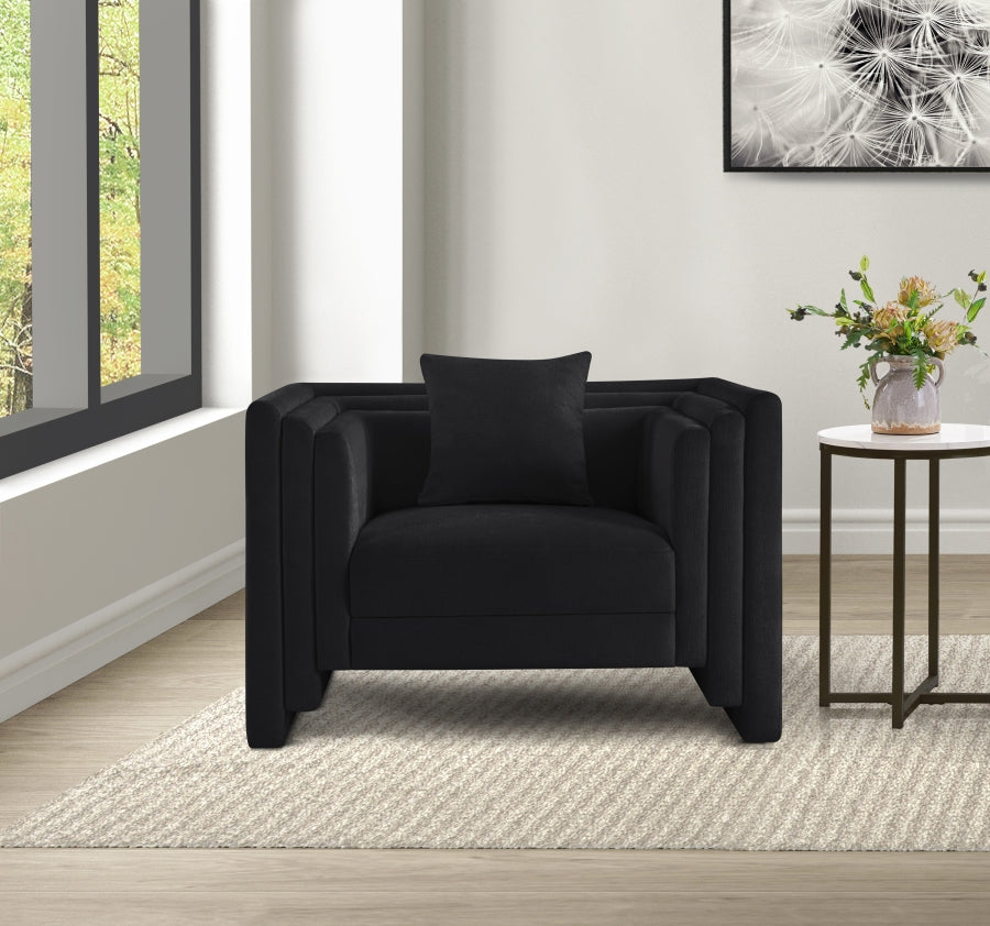 Everett Chenille Fabric Chair in Black from Meridian - Luna Furniture