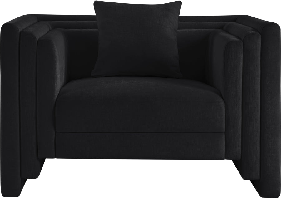 Everett Chenille Fabric Chair in Black from Meridian - Luna Furniture