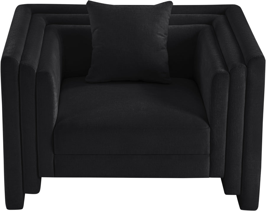 Everett Chenille Fabric Chair in Black from Meridian - Luna Furniture