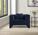 Everett Chenille Fabric Chair in Blue from Meridian - Luna Furniture