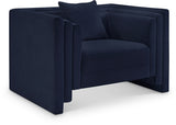 Everett Chenille Fabric Chair in Blue from Meridian - Luna Furniture