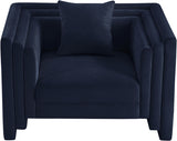 Everett Chenille Fabric Chair in Blue from Meridian - Luna Furniture