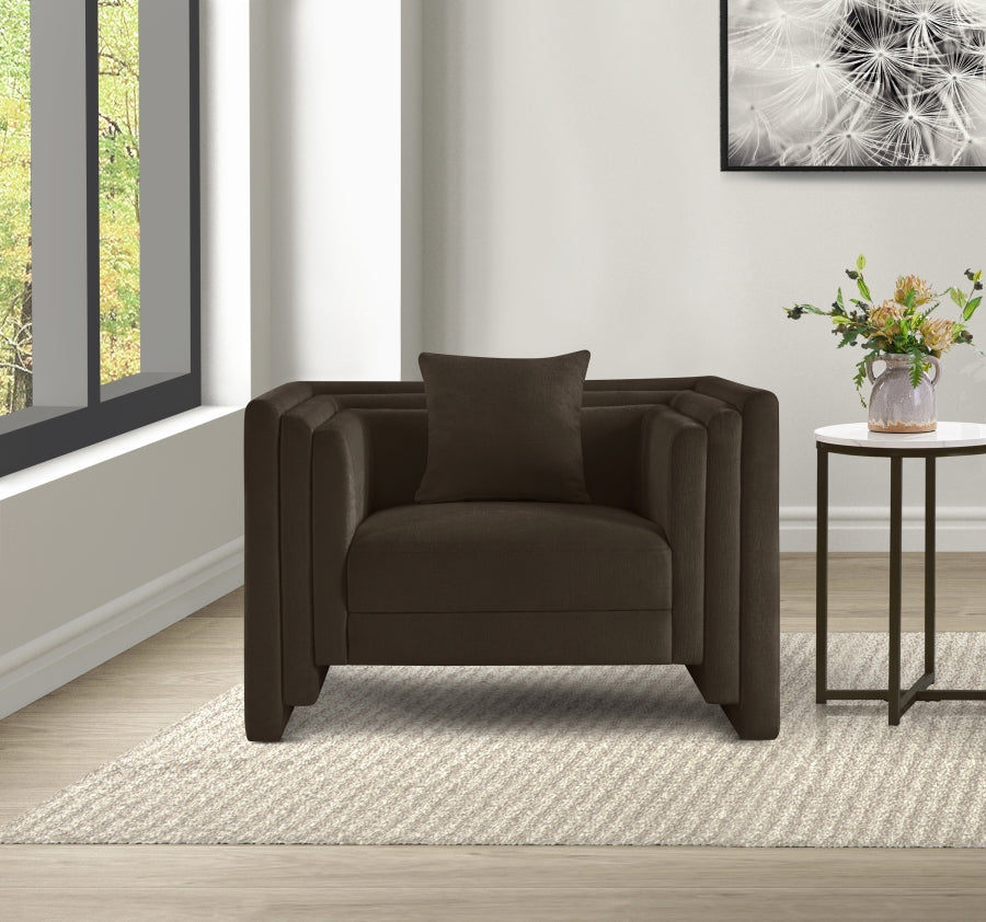 Everett Chenille Fabric Chair in Brown from Meridian - Luna Furniture