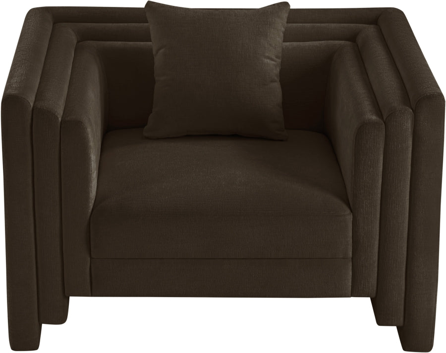 Everett Chenille Fabric Chair in Brown from Meridian - Luna Furniture