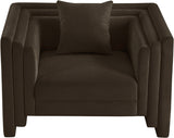 Everett Chenille Fabric Chair in Brown from Meridian - Luna Furniture