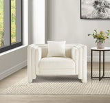 Everett Chenille Fabric Chair in Cream from Meridian - Luna Furniture