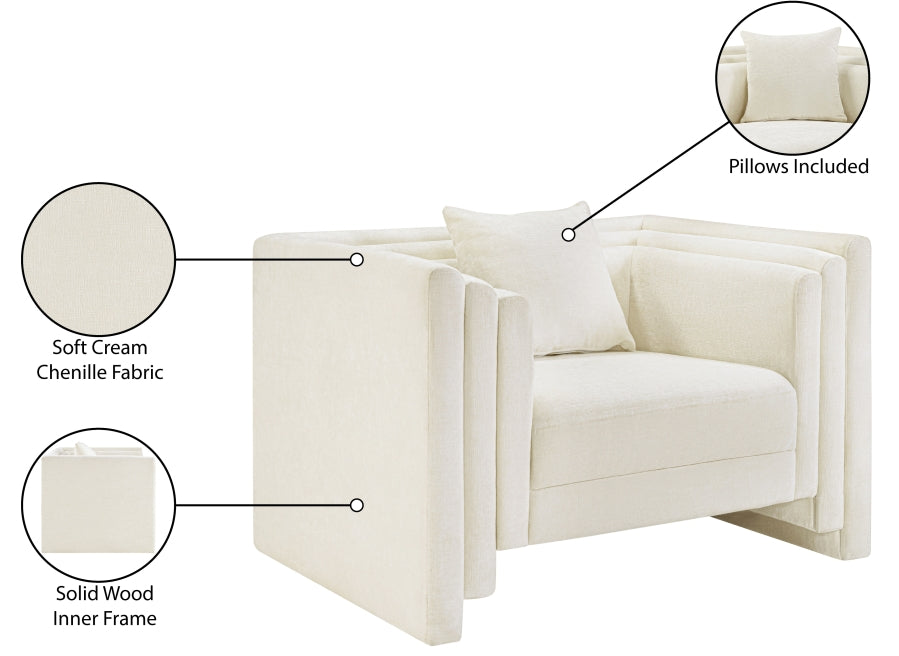 Everett Chenille Fabric Chair in Cream from Meridian - Luna Furniture