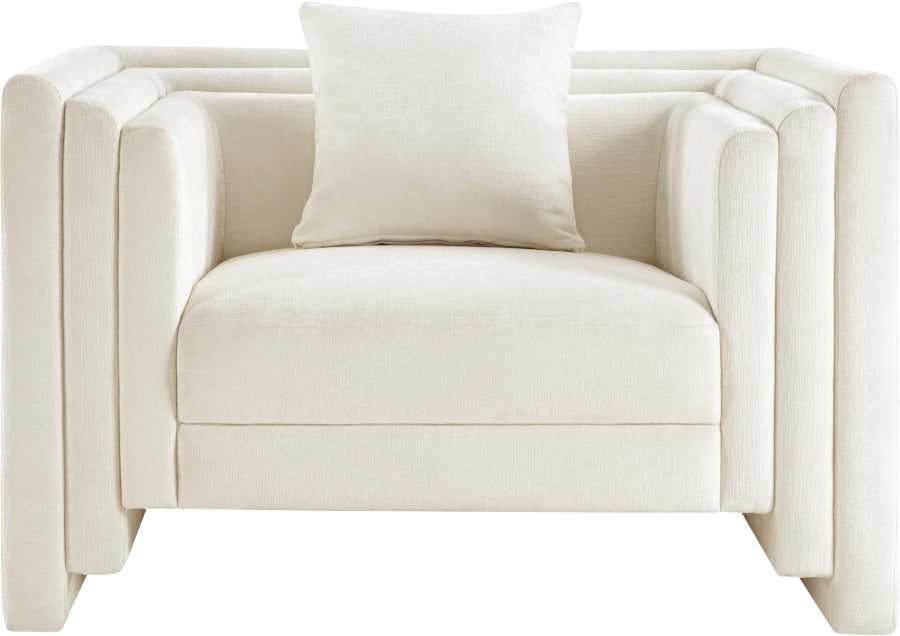 Everett Chenille Fabric Chair in Cream from Meridian - Luna Furniture