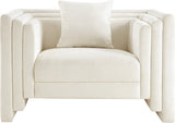 Everett Chenille Fabric Chair in Cream from Meridian - Luna Furniture