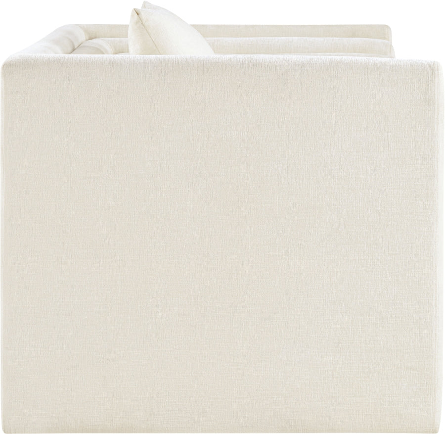 Everett Chenille Fabric Chair in Cream from Meridian - Luna Furniture