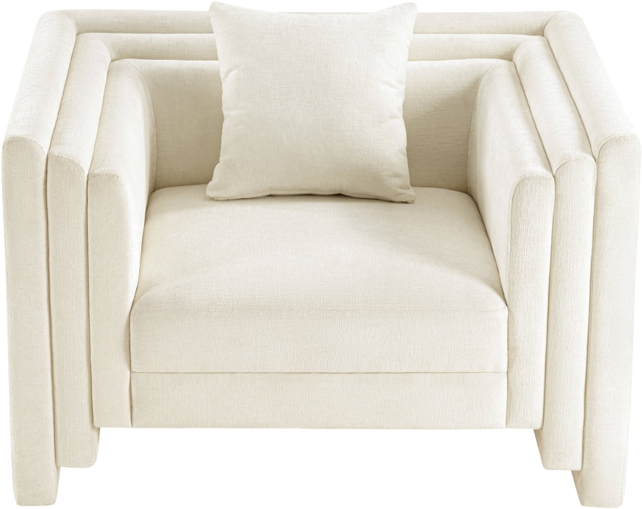 Everett Chenille Fabric Chair in Cream from Meridian - Luna Furniture