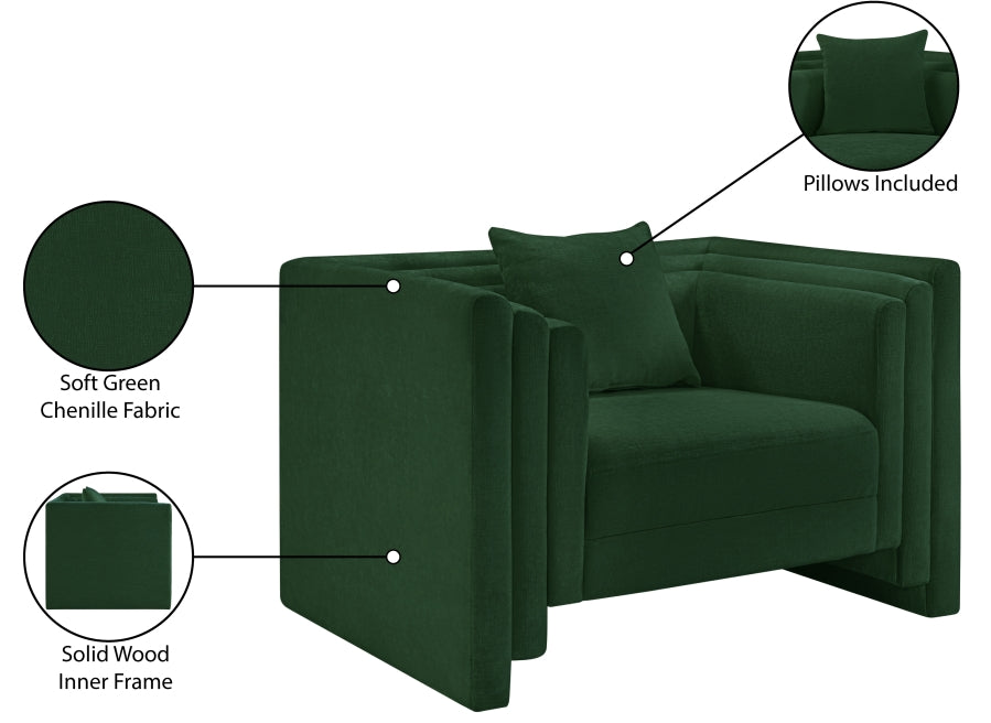 Everett Chenille Fabric Chair in Green from Meridian - Luna Furniture