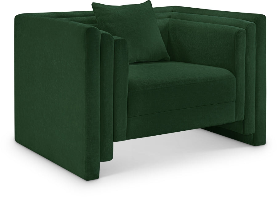 Everett Chenille Fabric Chair in Green from Meridian - Luna Furniture