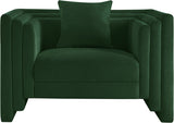 Everett Chenille Fabric Chair in Green from Meridian - Luna Furniture