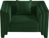 Everett Chenille Fabric Chair in Green from Meridian - Luna Furniture