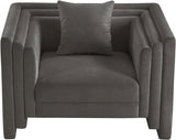 Everett Chenille Fabric Chair in Grey from Meridian - Luna Furniture