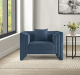 Everett Chenille Fabric Chair in Light Blue from Meridian - Luna Furniture