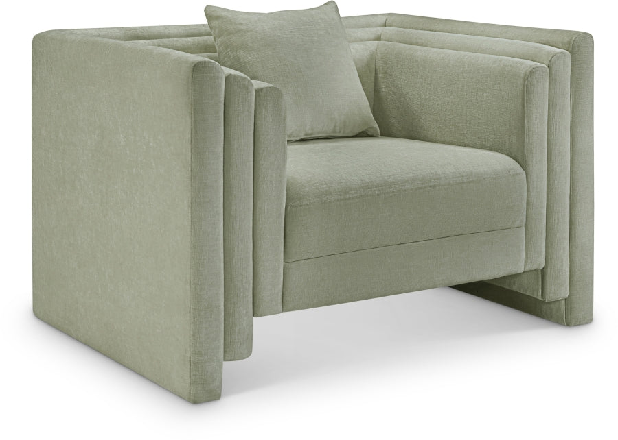 Everett Chenille Fabric Chair in Mint from Meridian - Luna Furniture