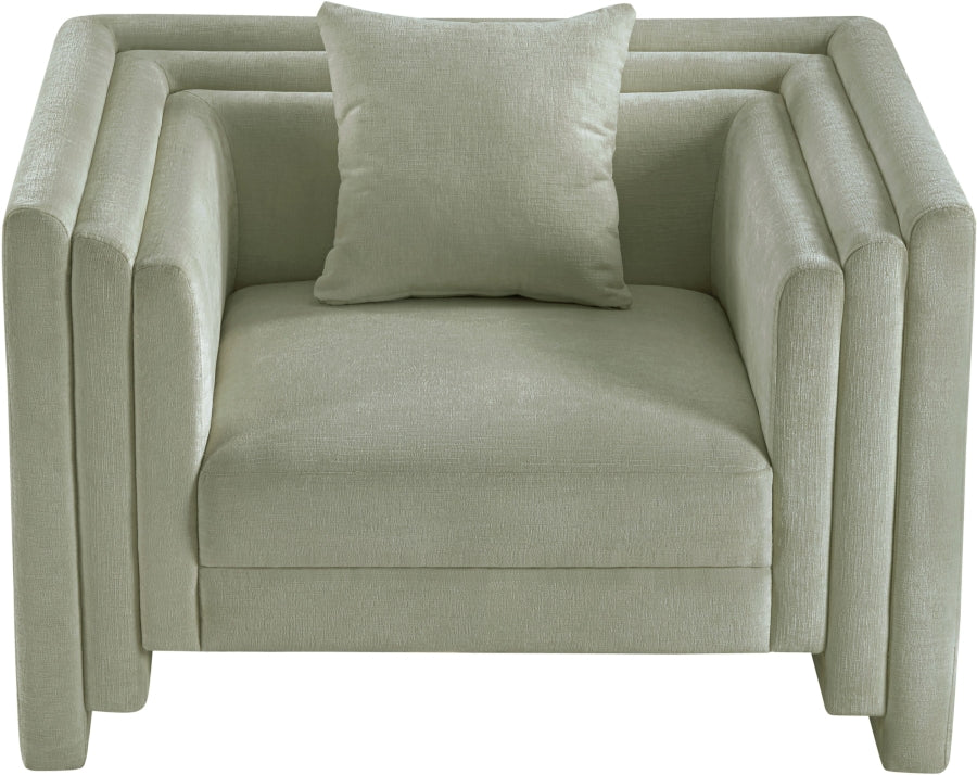 Everett Chenille Fabric Chair in Mint from Meridian - Luna Furniture