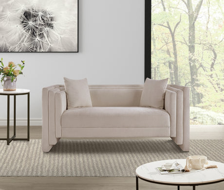 Everett Chenille Fabric Loveseat in Beige from Meridian - Luna Furniture