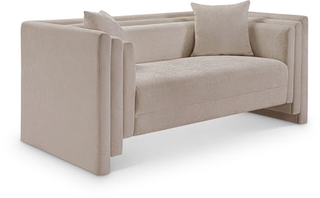 Everett Chenille Fabric Loveseat in Beige from Meridian - Luna Furniture