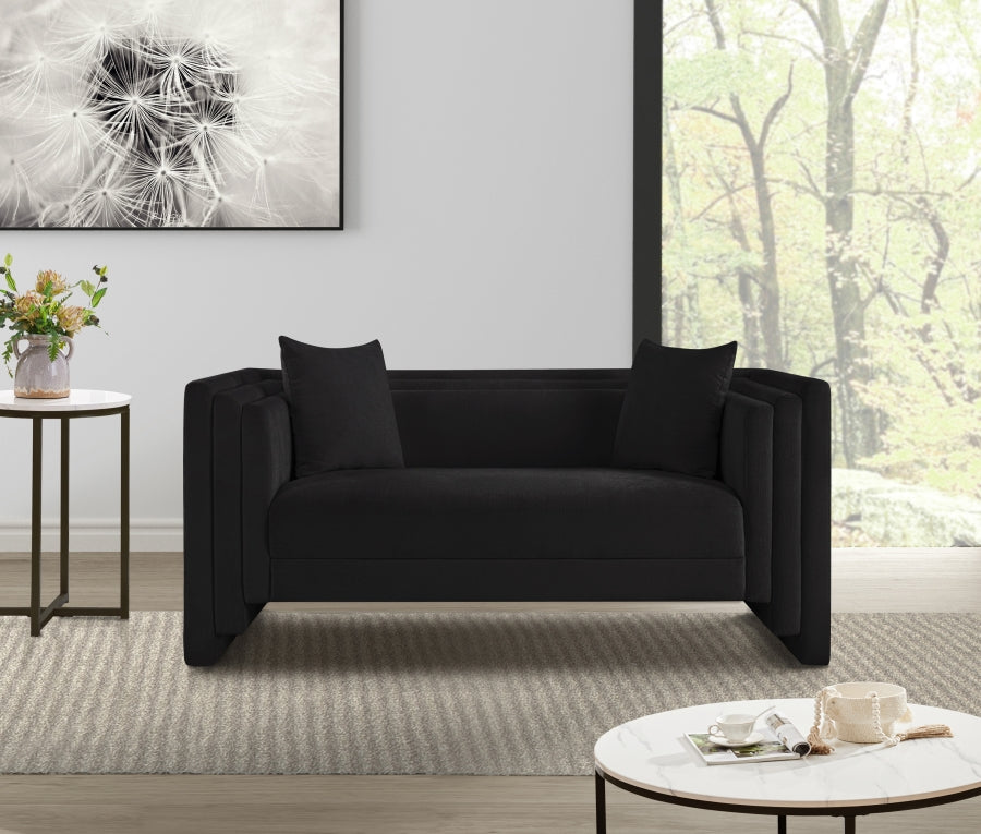 Everett Chenille Fabric Loveseat in Black from Meridian - Luna Furniture