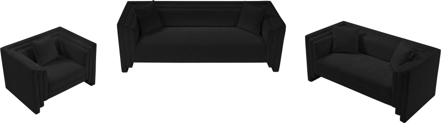 Everett Chenille Fabric Loveseat in Black from Meridian - Luna Furniture