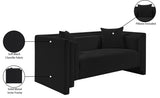 Everett Chenille Fabric Loveseat in Black from Meridian - Luna Furniture