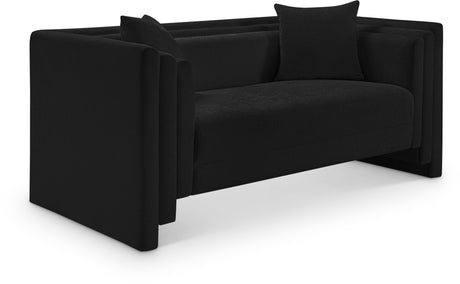 Everett Chenille Fabric Loveseat in Black from Meridian - Luna Furniture