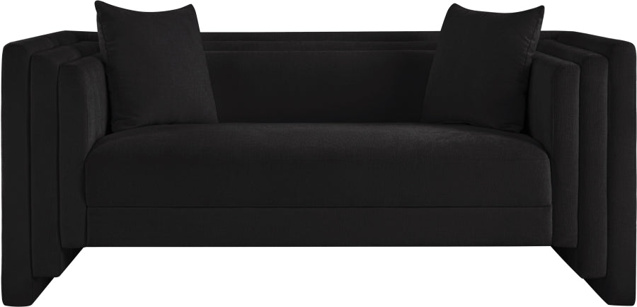 Everett Chenille Fabric Loveseat in Black from Meridian - Luna Furniture