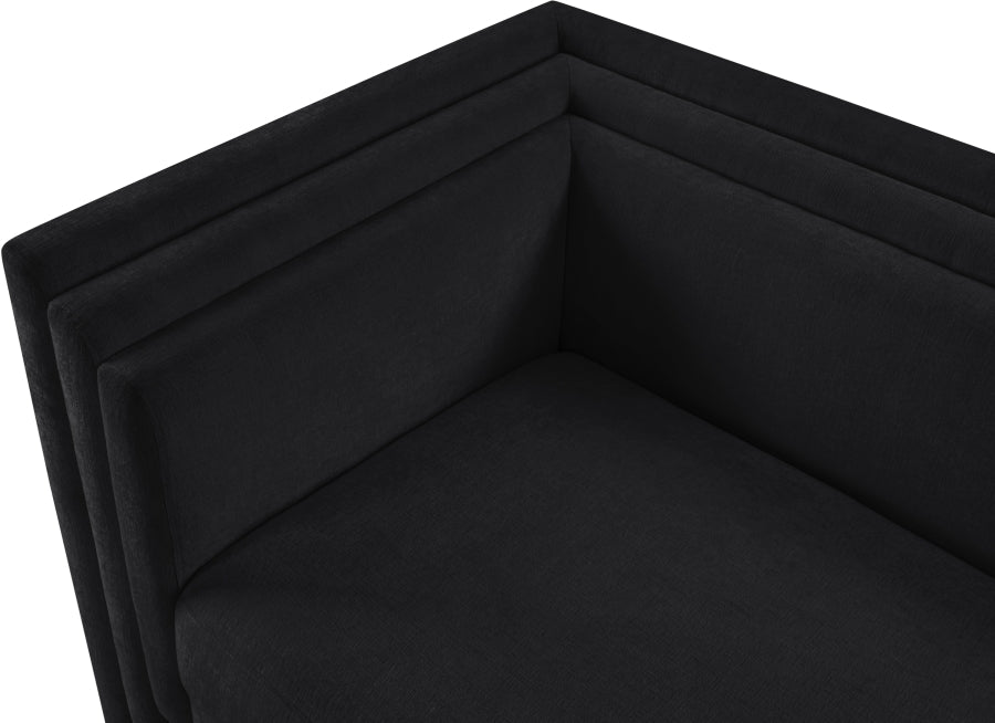 Everett Chenille Fabric Loveseat in Black from Meridian - Luna Furniture